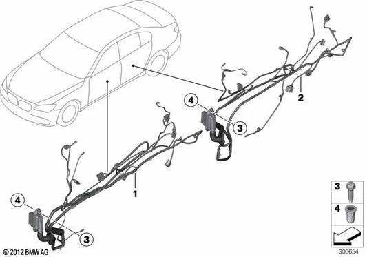 Juego de cables para puerta trasera para BMW F06, F06N (OEM 61129303716). Original BMW.