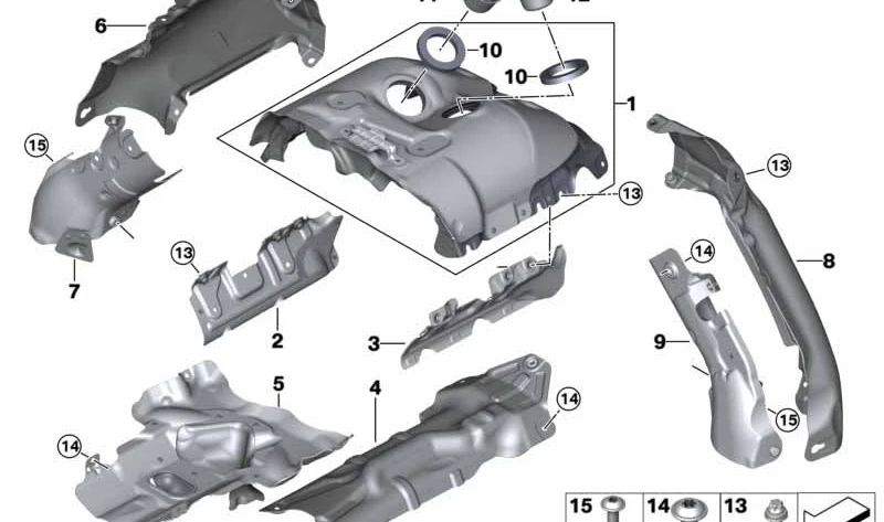 Protección térmica trasera para BMW G15, G07 (OEM 11658741615). Original BMW