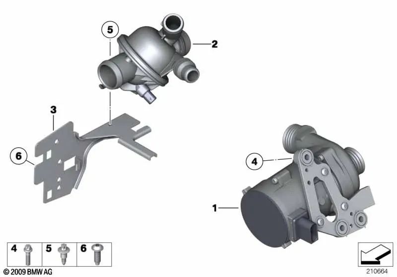 Thermostat für BMW 5er F10, F11, F18, 7er F01, F02 (OEM 11538671517). Original BMW.