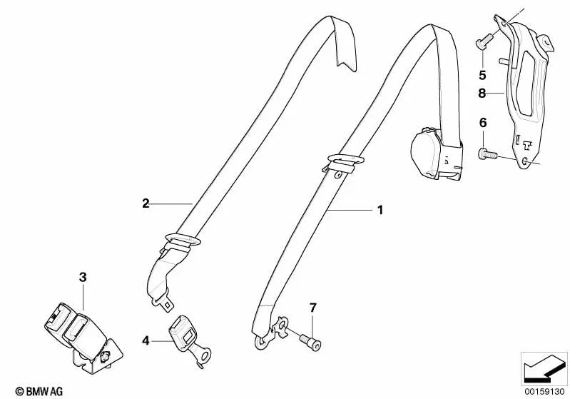 Cinturón superior trasero izquierdo para BMW E70, E70N (OEM 72117171181). Original BMW