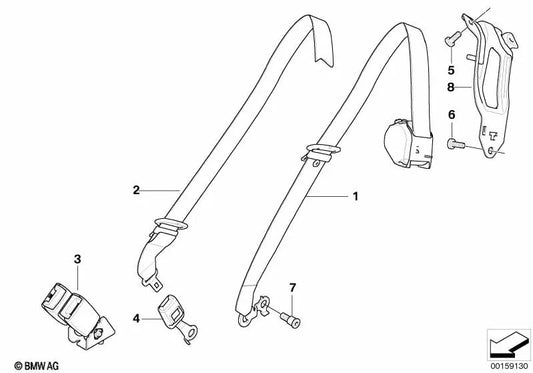 Oberer Riemen hinten links für BMW E70, E70N (OEM 72117171181). Original BMW