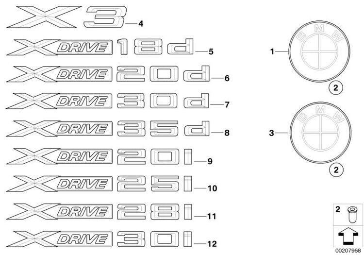 Emblema / Logo Trasero/portón/maletero Bmw X3 E83. Original Recambios