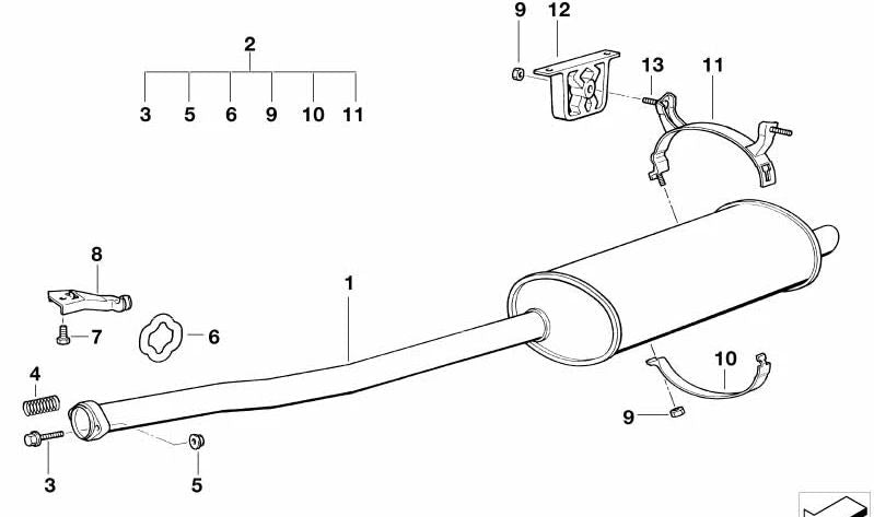 Juego de Piezas de Fijación para Escape para BMW E36 (OEM 18219057001). Original BMW