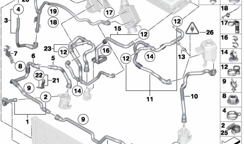 Tapa de cierre OEM 17127598004 para BMW X5 (E70), X6 (E71), X6 Hybrid (E72). Original BMW