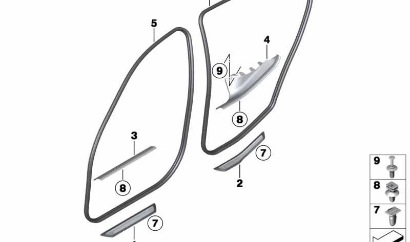 Rear left door interior trim OEM 51477337055 for BMW F36 (4 Series Gran Coupe). Original BMW