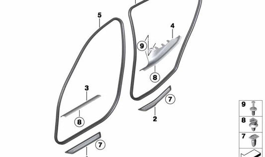 Embellecedor interior entrada trasera izquierda OEM 51477337055 para BMW F36 (Serie 4 Gran Coupé). Original BMW