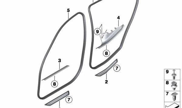 Embellecedor de entrada delantero OEM 51478054239 para BMW F30, F31, F34, F36. Original BMW.