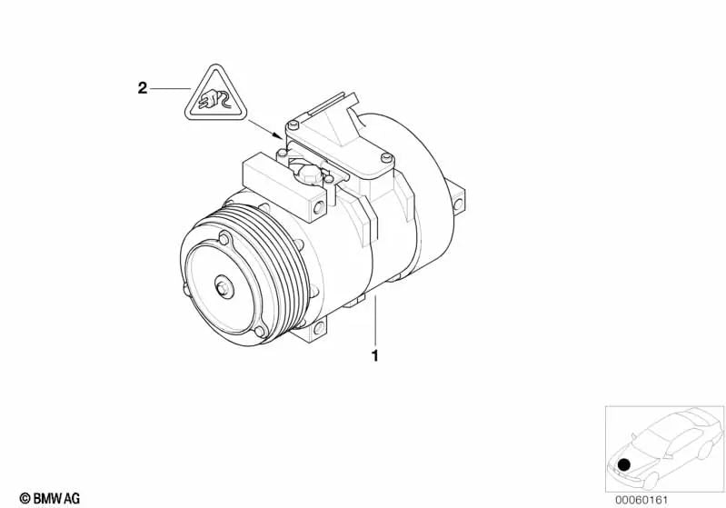 Compresor de aire acondicionado para BMW E60, E61, E65, E66. Original BMW. . Original BMW