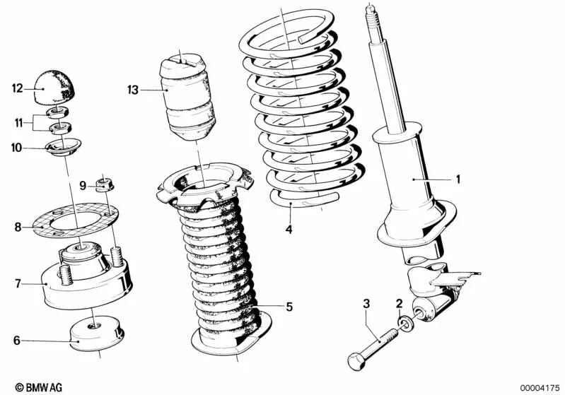 Amortiguador trasero izquierdo para BMW E28, E24 (OEM 37121126753). Original BMW.