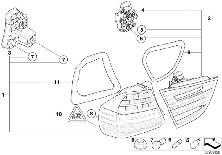 Luz Trasera En Pared Lateral Para Bmw E90. Original Recambios