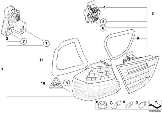 Luz Trasera En Pared Lateral Para Bmw E90. Original Recambios