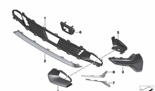 Griglia laterale chiusa destra 51119449400 per la BMW 3 G28. BMW originale.