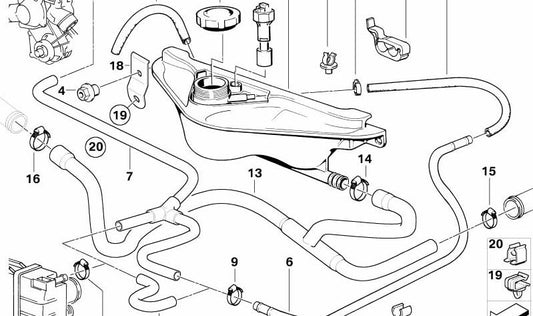 Tubo de retorno para BMW Serie 7 E32 (OEM 64211388717). Original BMW