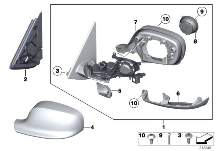 Retrovisor Exterior Calefactable Bus De Memoria Para Bmw X1 E84. Original Recambios