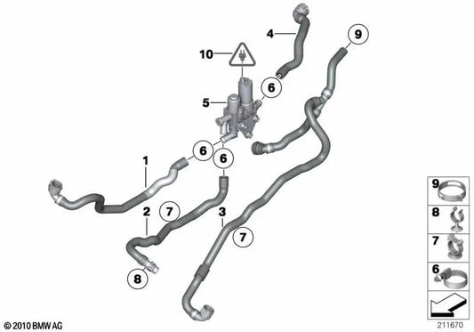 Manguera de Retorno de Motor del Calentador Estacionario para BMW Serie 3 E90N, E91N, E92N, E93N (OEM 64219222653). Original BMW