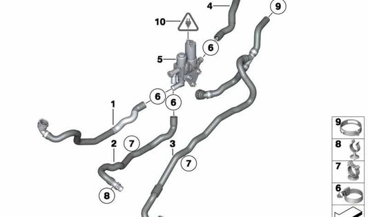 Tubo de derivación del motor para BMW Serie 3 E90N, E91N, E92N, E93N (OEM 64219222655). Original BMW