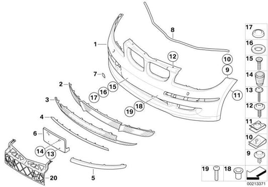 Rejilla Parachoques Delantero Para Bmw Serie 1 E87 E81. Original Recambios