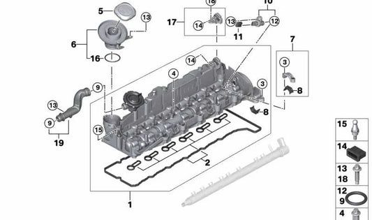 BMW BMW COC Cover 3 E90N -Serie, E91N, E92, E93, F30, F31, F34, 4 F32, F33, F36, 5 F07 -Serie, F10, F11, Serie 6 F06, F12, F13, Serie 7 F01, F02. X3 F25, X4 F26, X5 E70N, F15, X6 E71, F16 (OEM 11128507607). Original BMW