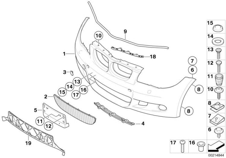 Revestimiento Parachoques Delantero Imprimado. -M- Para Bmw E87 E81 . Original Recambios