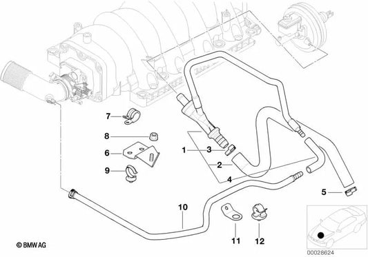 Shaped tube for BMW 7 Series E38 (OEM 11611707904). Original BMW.