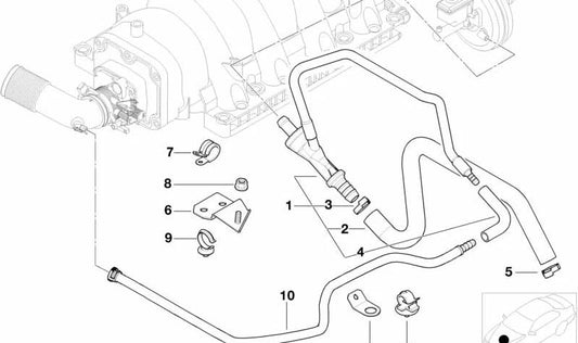 Manguera de forma para BMW Serie 7 E38 (OEM 11611707898). Original BMW