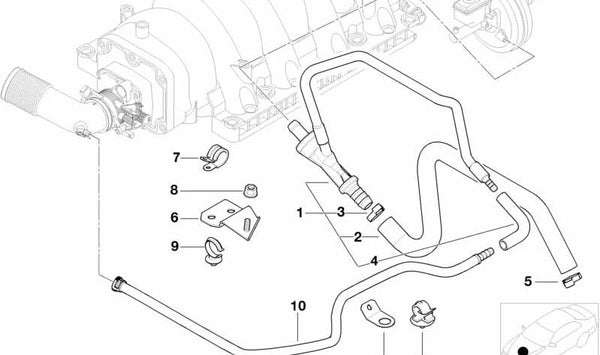 Manguera de forma para BMW Serie 7 E38 (OEM 11611707898). Original BMW