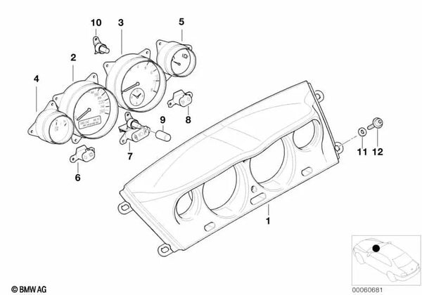 Piloto de control derecho para BMW Z8 E52 (OEM 62148383657). Original BMW.