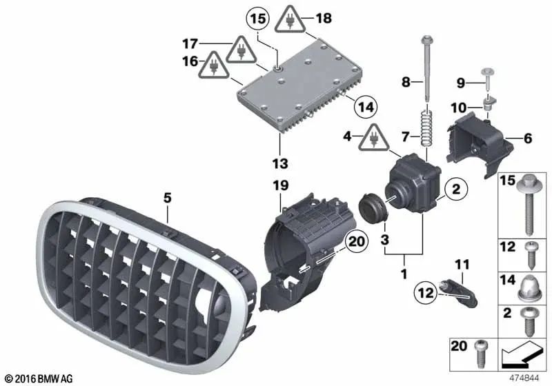 Cámara de Visión Nocturna para BMW Serie 6 F06, F12, F13, Serie 7 F01N, F02N (OEM 66549312426). Original BMW