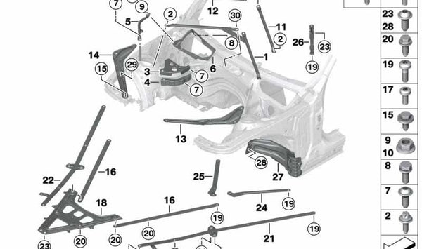 Barra de torsión delantera derecha para BMW F23, F33 (OEM 51617286204). Original BMW