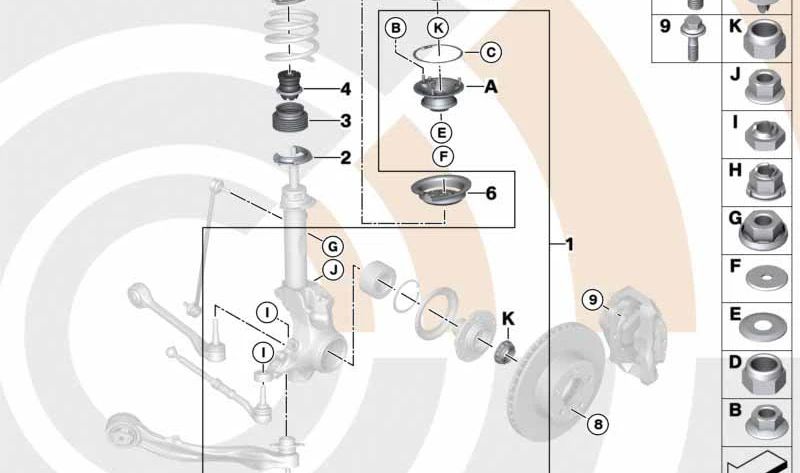 Front additional shock absorber for BMW E60, E61 (OEM 31306774699). Original BMW