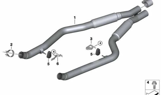 Soporte para silenciador delantero OEM 18207599339 para BMW E70, E71, F15, F16, F85, F86. Original BMW.