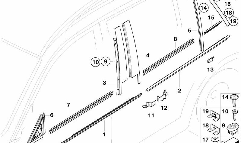 Front Left Door Outer Cover for BMW 3 Series E90, E91 (OEM 51337119981). Original BMW