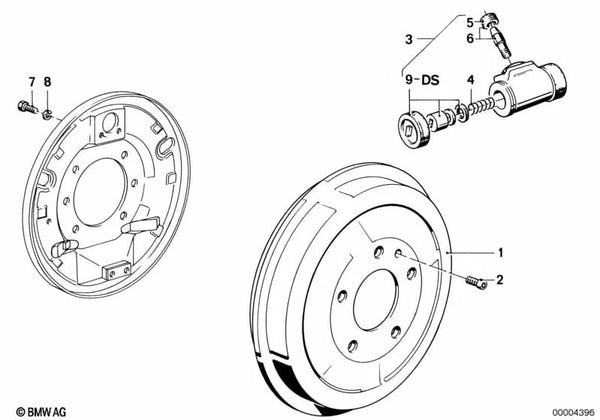 Tambor de freno para BMW Serie 3 E36 (OEM 34216752366). Original BMW.