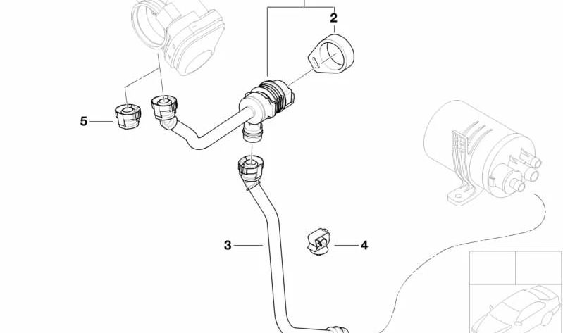 Manguera de ventilación del depósito para BMW Serie 1 E81, E82, E87, E88, Serie 3 E90, E91, E92, E93, X1 E84 (OEM 13907529767). Original BMW