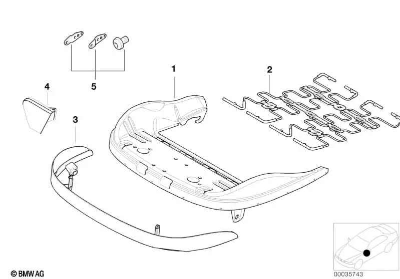 Revestimiento interior derecho para BMW E46, E53 (OEM 52108226412). Original BMW