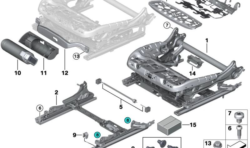 Soporte de apoyo para muslos OEM 52107299673 para BMW F07, F10, F11, F18, F90, G30, G31, G38, G32, F01, F02, G11, G12, F15, G05, F85, F16, G06, F86, G07. Original BMW.