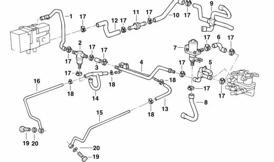 Manguera de refrigerante OEM 64218390456 para BMW E34, E32. Original BMW