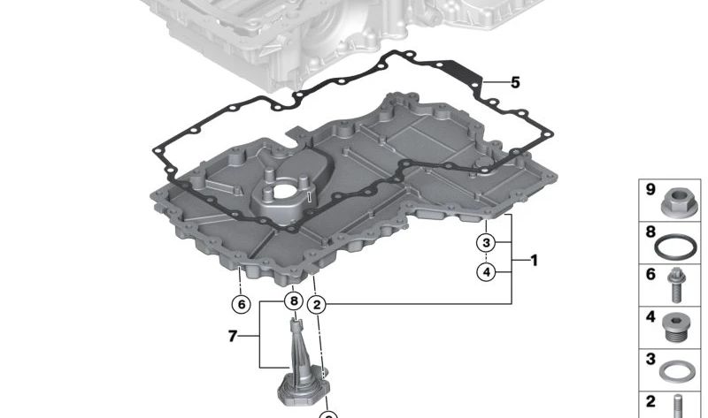 Cárter de Aceite para BMW Serie 5 F07, F10, F11, Serie 6 F06, F12, F13, Serie 7 F01N, F02N (OEM 11137570694). Original BMW