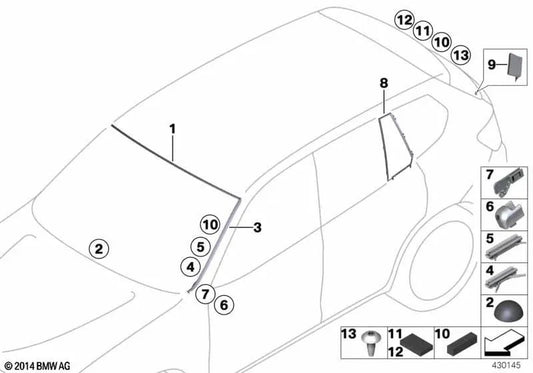 Unterer linker Clip für BMW F26 (OEM 51317338613). Original BMW