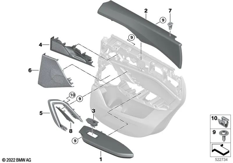 Cubierta del Botón de Bloqueo Trasero Izquierdo para BMW X1 U11 (OEM 51429423247). Original BMW