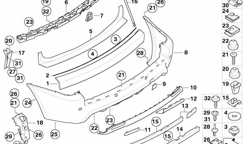 Soporte trasero para parachoques OEM 51123418499 para BMW E83 (X3). Original BMW.