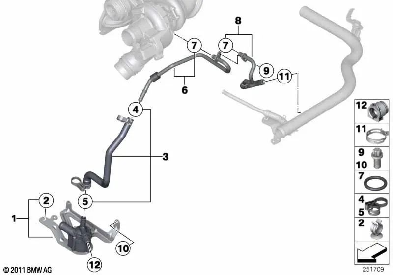 Tubo de Refrigerante de Retorno para BMW F20, F21, F30, F31, F35 (OEM 11537600592). Original BMW.