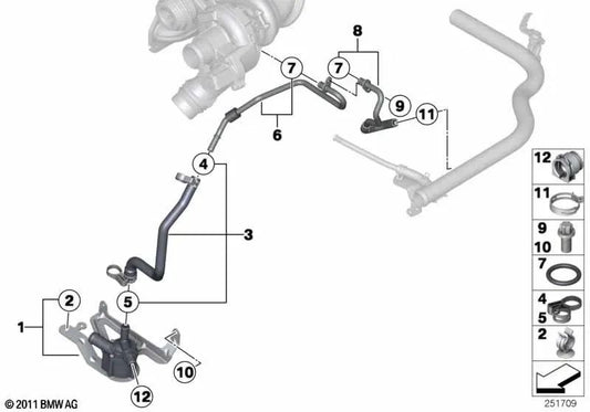 Return Coolant Pipe for BMW F20, F21, F30, F31, F35 (OEM 11537600592). Genuine BMW.