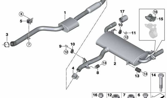 Silenciador trasero con válvula de escape para BMW X3 G01 (OEM 18308693948). Original BMW