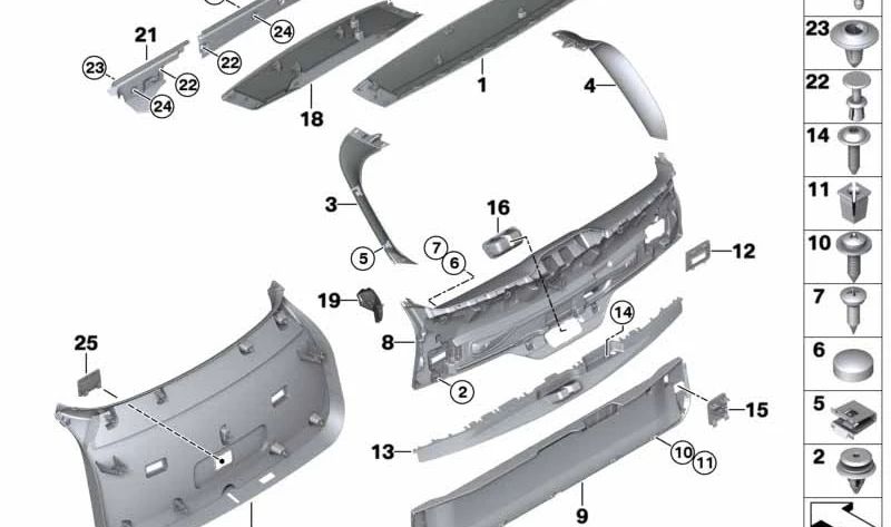 Tapa de liberación de emergencia para BMW X5 F15 (OEM 51497370113). Original BMW