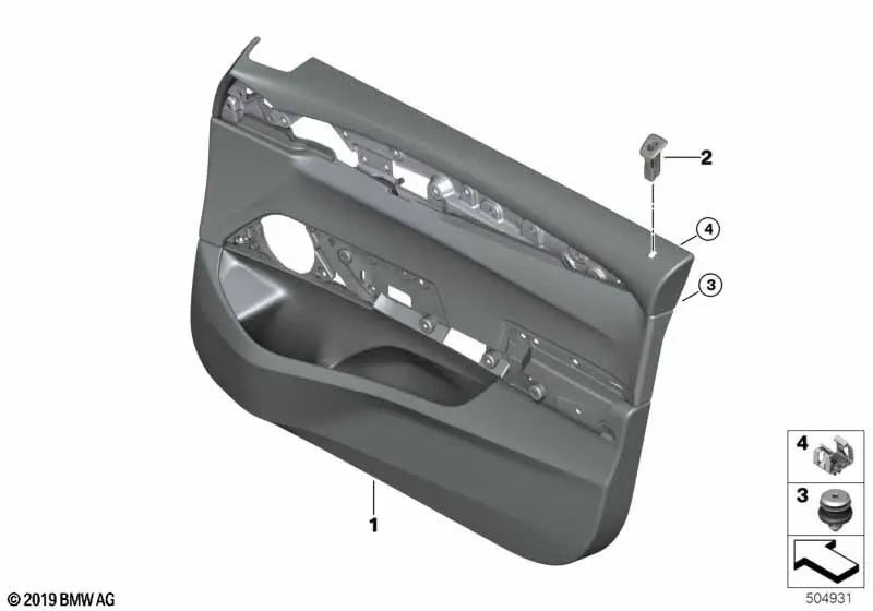 Revestimiento de puerta delantero derecho para BMW G32 (OEM 51416994134). Original BMW.