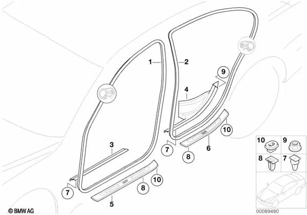 Blende de entrada delantero izquierdo para BMW Serie 7 E65, E66 (OEM 51478223551). Original BMW