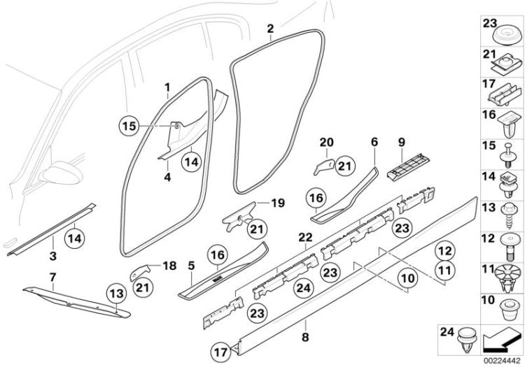 Tira Moldura De Entrada Frontal En Color Negro Para Bmw E90 E91 F31 F11 G31 G11 E31 F91 E71.