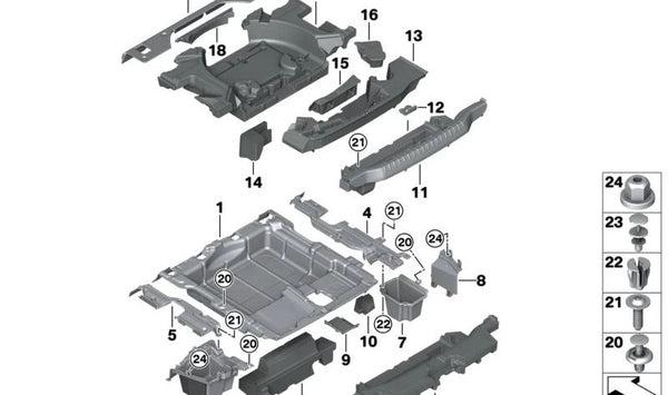 Carcasa rueda de repuesto delantera para BMW X3 F97, G01, G08, X4 F98, G02 (OEM 51477472182). Original BMW.