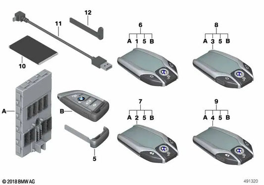 Display Key para BMW G30, G31 Serie 5, G32 Serie 6, G11, G12 Serie 7 (OEM 66125A66294). Original BMW